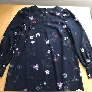 Floral Print Midi Dress - Black and Multicolor